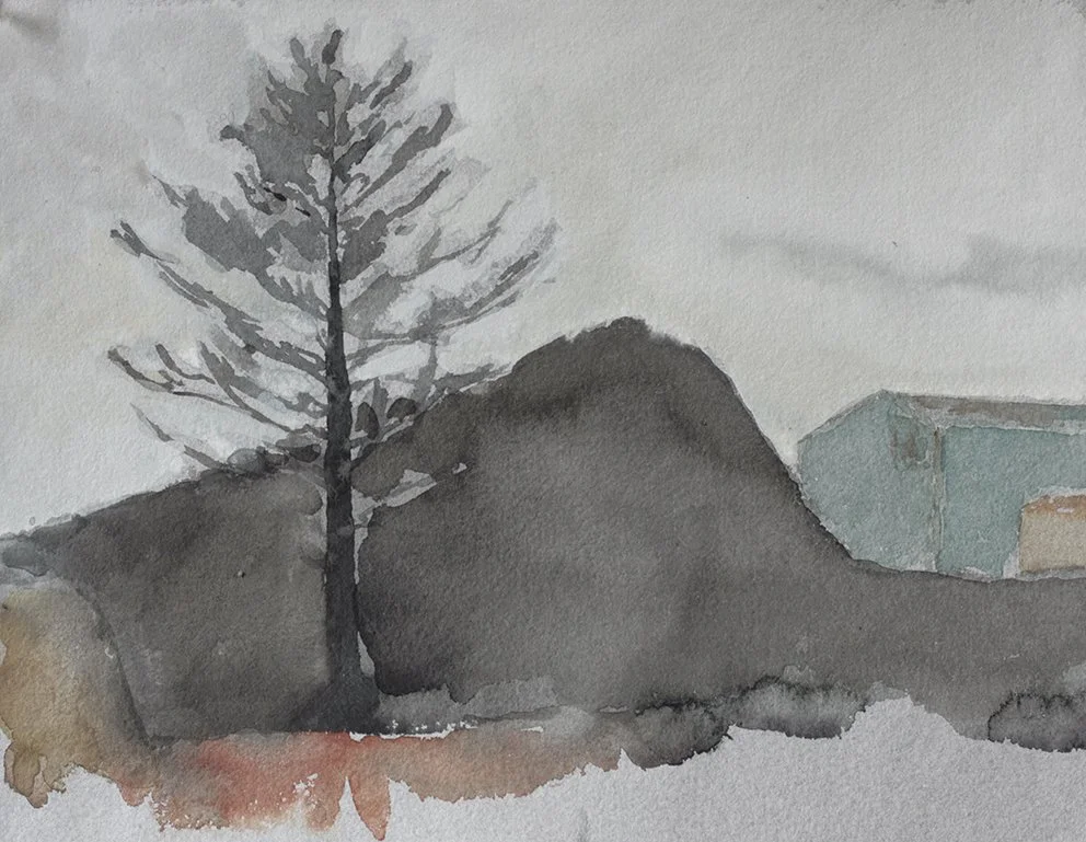  Port Kembla XXV, 2025, watercolour on Moulin de Larroque, handmade grey cotton rag, 25.5 x 33cm unframed, 40 x 48cm framed  price:&nbsp;$475.00 unframed.  $725.00 framed 