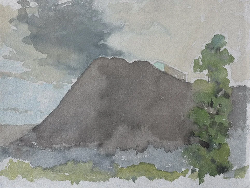  Port Kembla XVIII, 2025, watercolour on Moulin de Larroque, handmade grey cotton rag, 25.5 x 33cm unframed, 40 x 48cm framed  price:&nbsp;$475.00 unframed.  $725.00 framed 