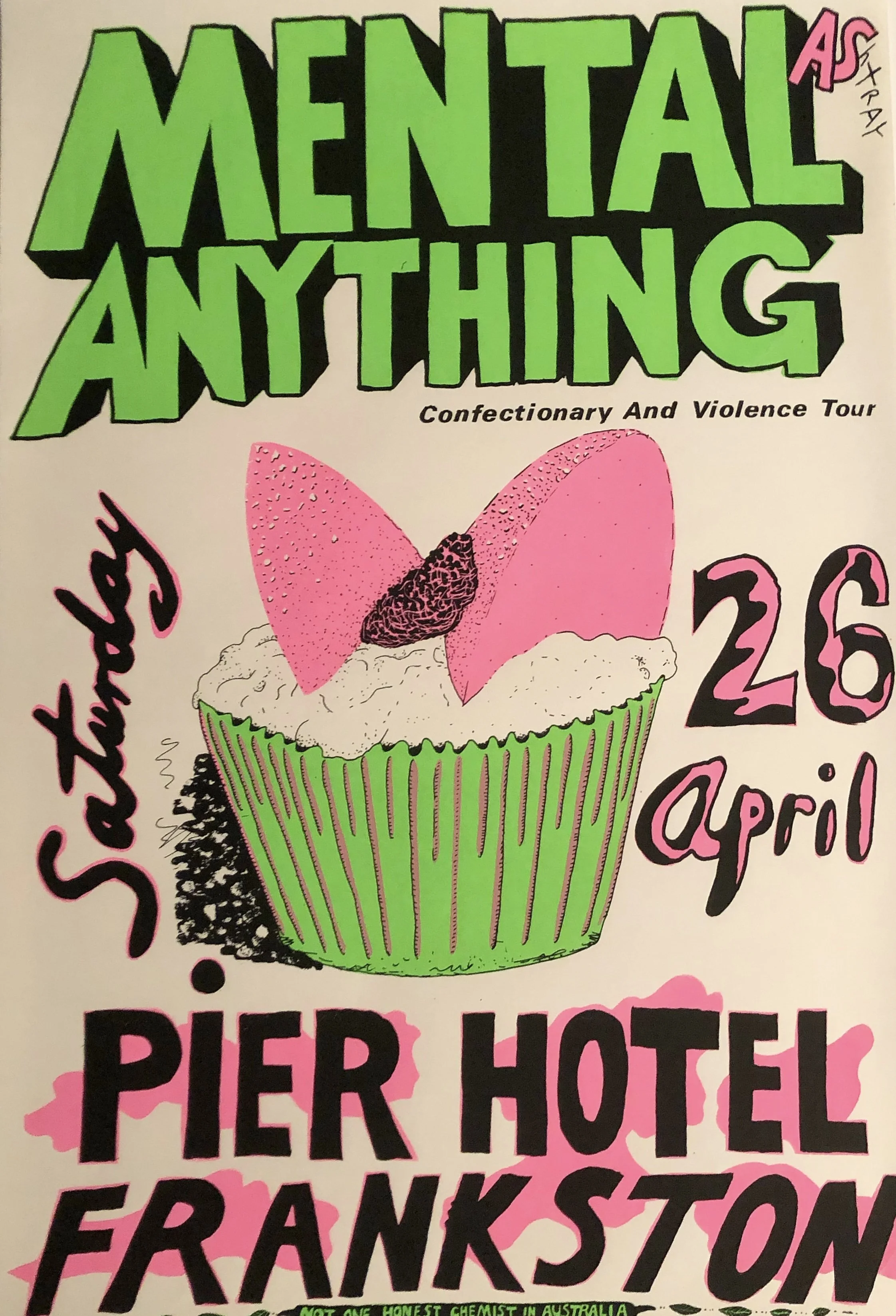  Mental As Anything, cupcake ( cake series), Pier Hotel, 1980 by Paul Worsterad, screenprint with with poster inks on paper, 77 x 55cm  price: $850.00 