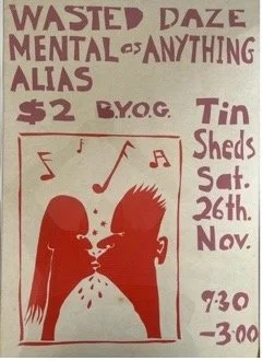  Early and rare Tin Sheds, 1970’s by Chris O’Doherty, screenprint with poster inks on paper, 76 x 52cm framed  price:&nbsp; $750.00 