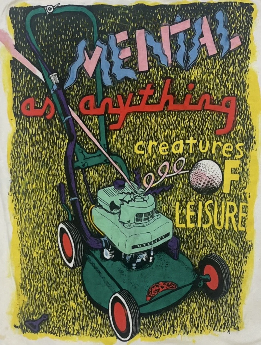  Creatures of Leisure T-shirt design by Paul Worstead.&nbsp; Never been worn (t-shirt has age stains). Limited edition and rare.&nbsp; Screen print and hand paint on cotton.  Price:&nbsp; $150.00 
