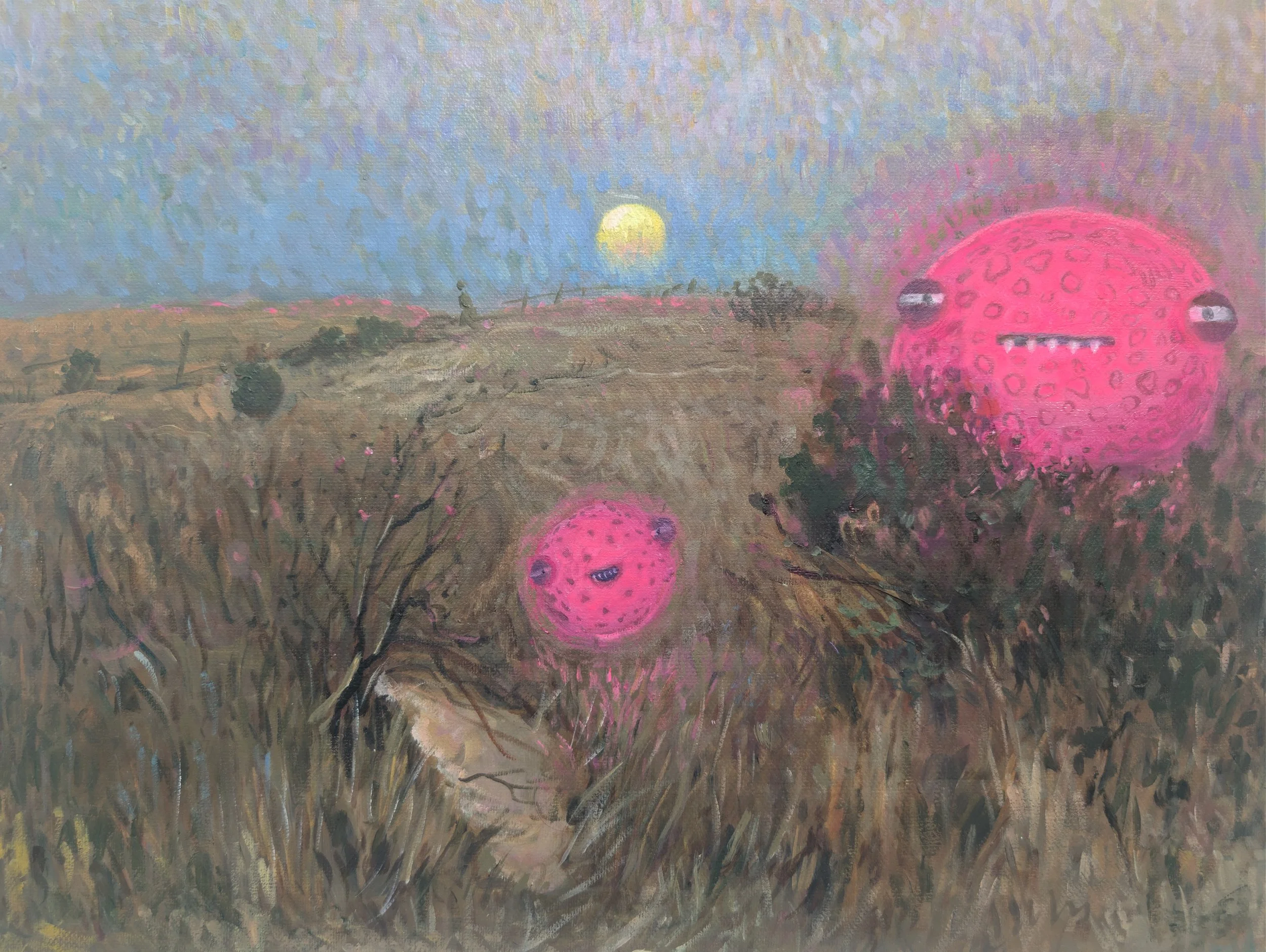   “Rising Tide”  2026 45cm x 35cm. Oil on canvas. Painted on a hand painted reproduction of&nbsp;“Moonrise” 1894 by David Davies.&nbsp; Presented in a reclaimed gilt frame.&nbsp;   price:&nbsp; $1,700.00 