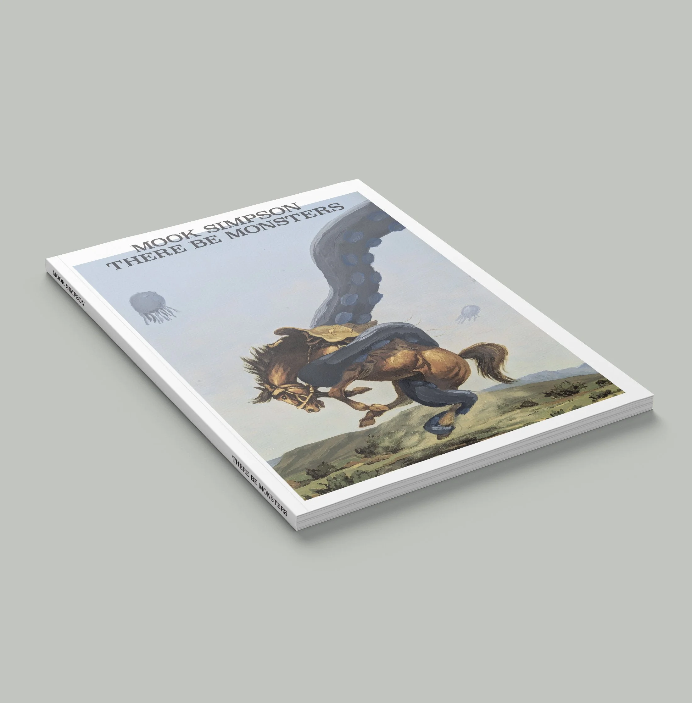  ‘There Be Monsters’, 2026, a monograph of Mook Simpson’s art practice featuring contributions by Dr Juliette Peers, Tom Rivard, Phil James, Julie Nicholson and Gary Sellers.&nbsp;   price:&nbsp; $65.00 each 