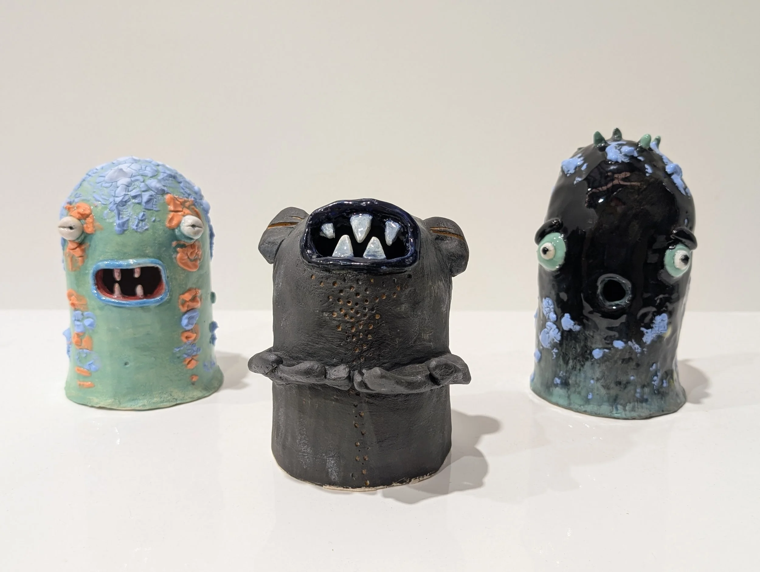  Glory be!, You should see the other guy, Deep thought, 2026, all ceramic, various sizes, maximum height 15cm.&nbsp;   price:&nbsp; $550.00 each 