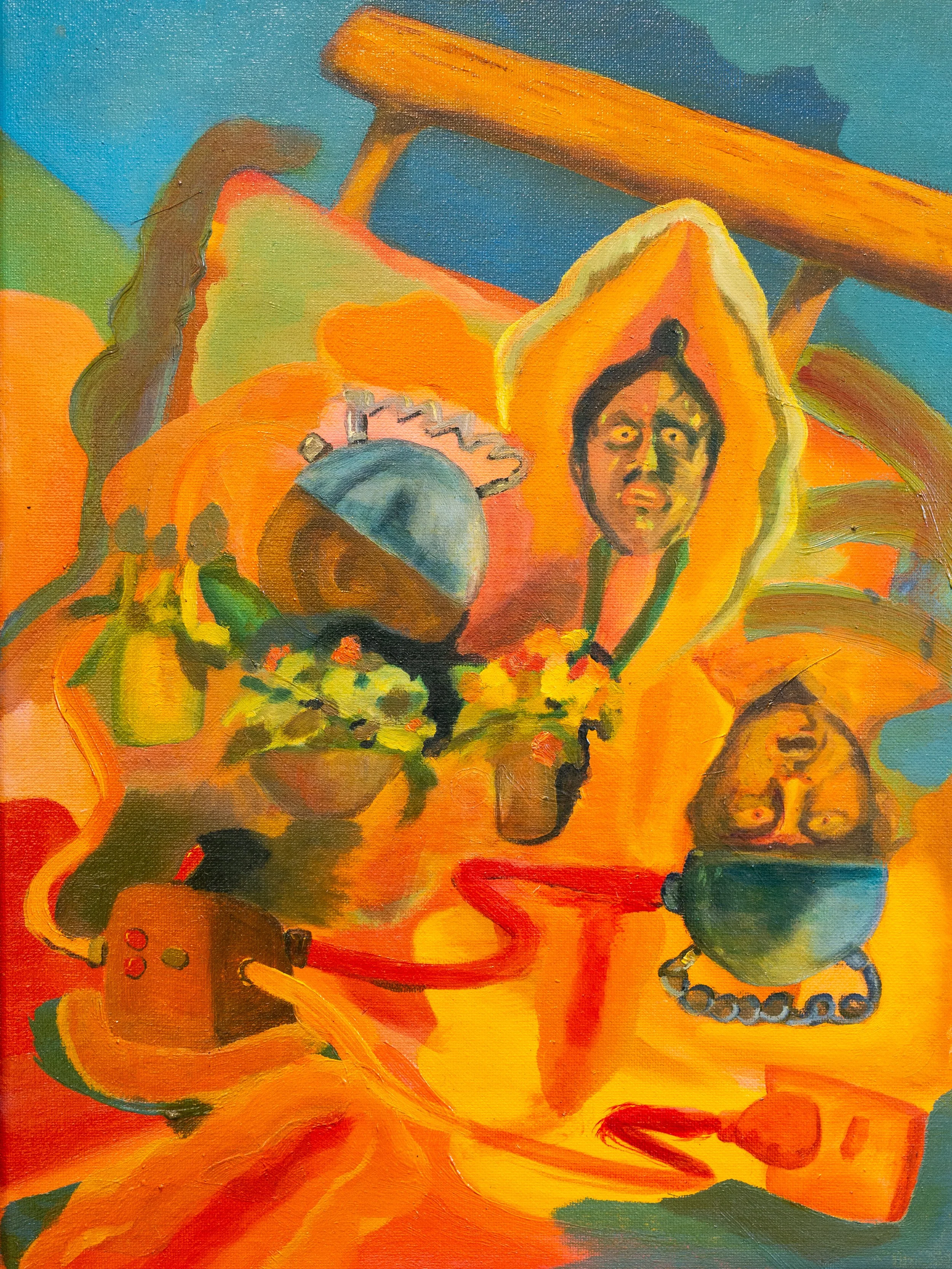  Just because we can put brain swap helmets on and swap brains, doesn’t mean we should, 2026, oil on canvas, 40 x 30 cm&nbsp;   price:&nbsp; $550.00 