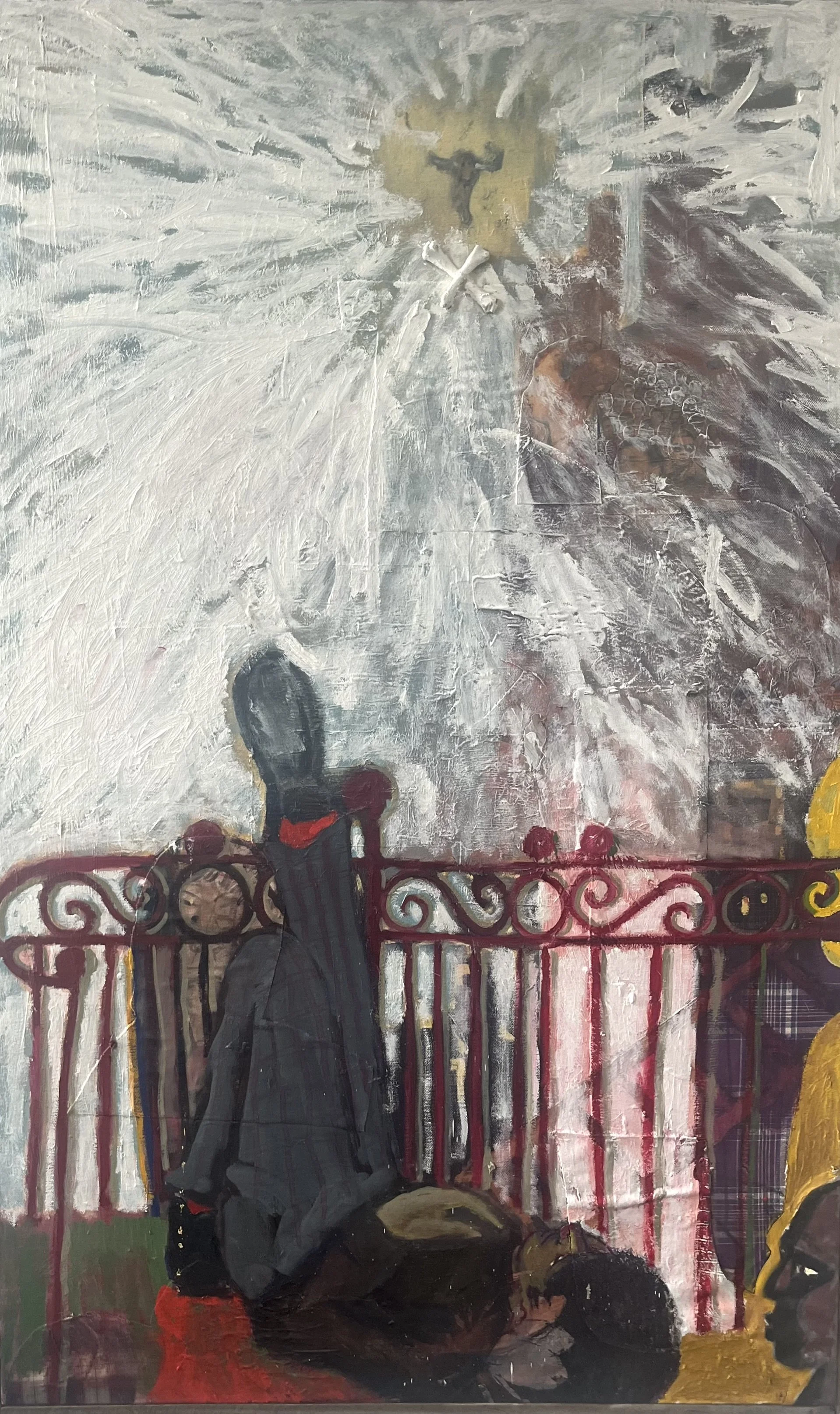  Berlin is a cloud and only I was to be seen, 2025-26, oil and acrylic, mixed media on linen, artist frame, 95 x 125cm&nbsp;   price: $2,100.00 