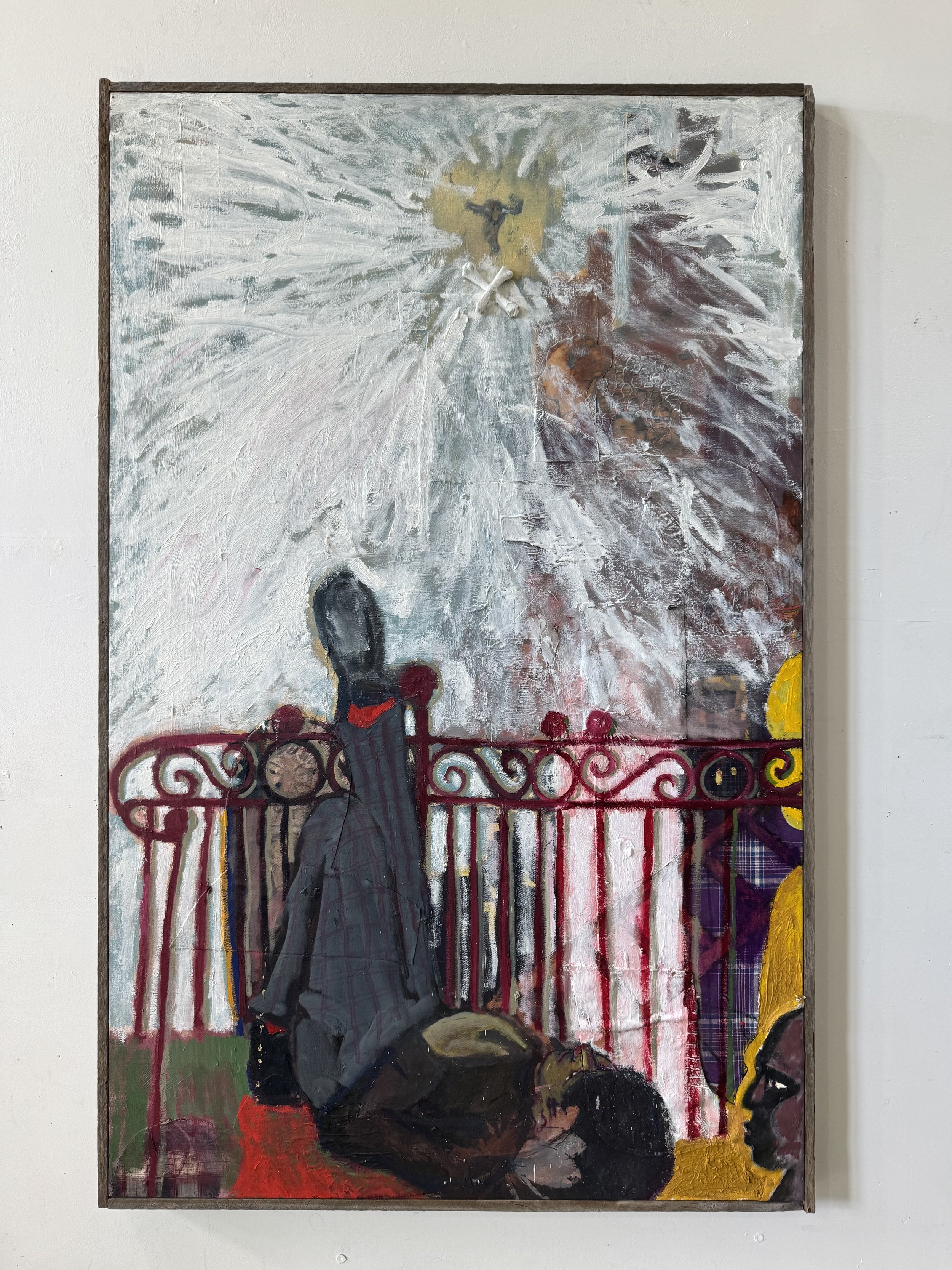  Berlin is a cloud and only I was to be seen, 2025-26, oil and acrylic, mixed media on linen, artist frame, 95 x 125cm&nbsp;   price: $2,100.00 