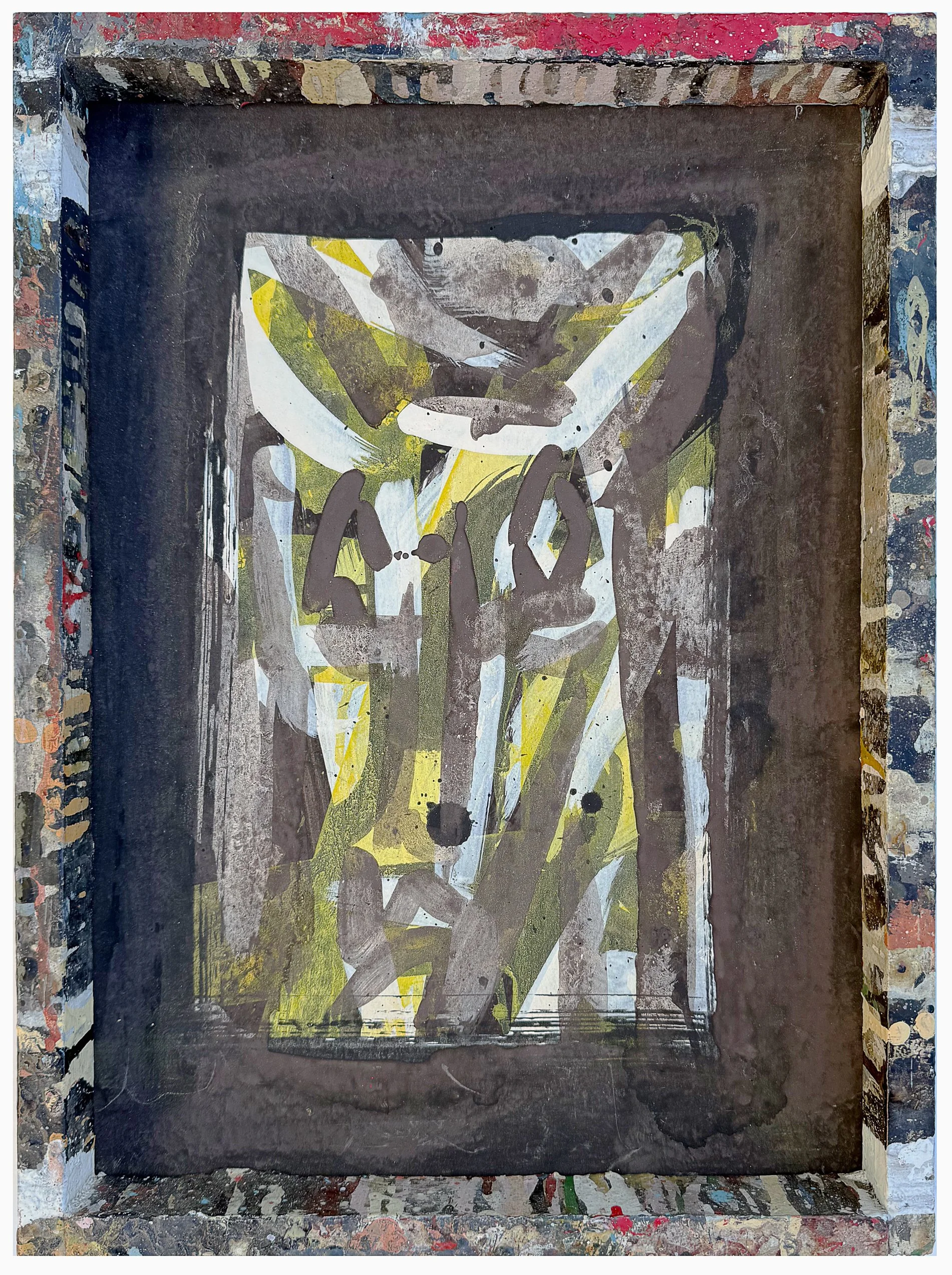  Brown and tan, 2026, pigment and binder on laminated card, 51cm x 31cm framed  price $620.00 