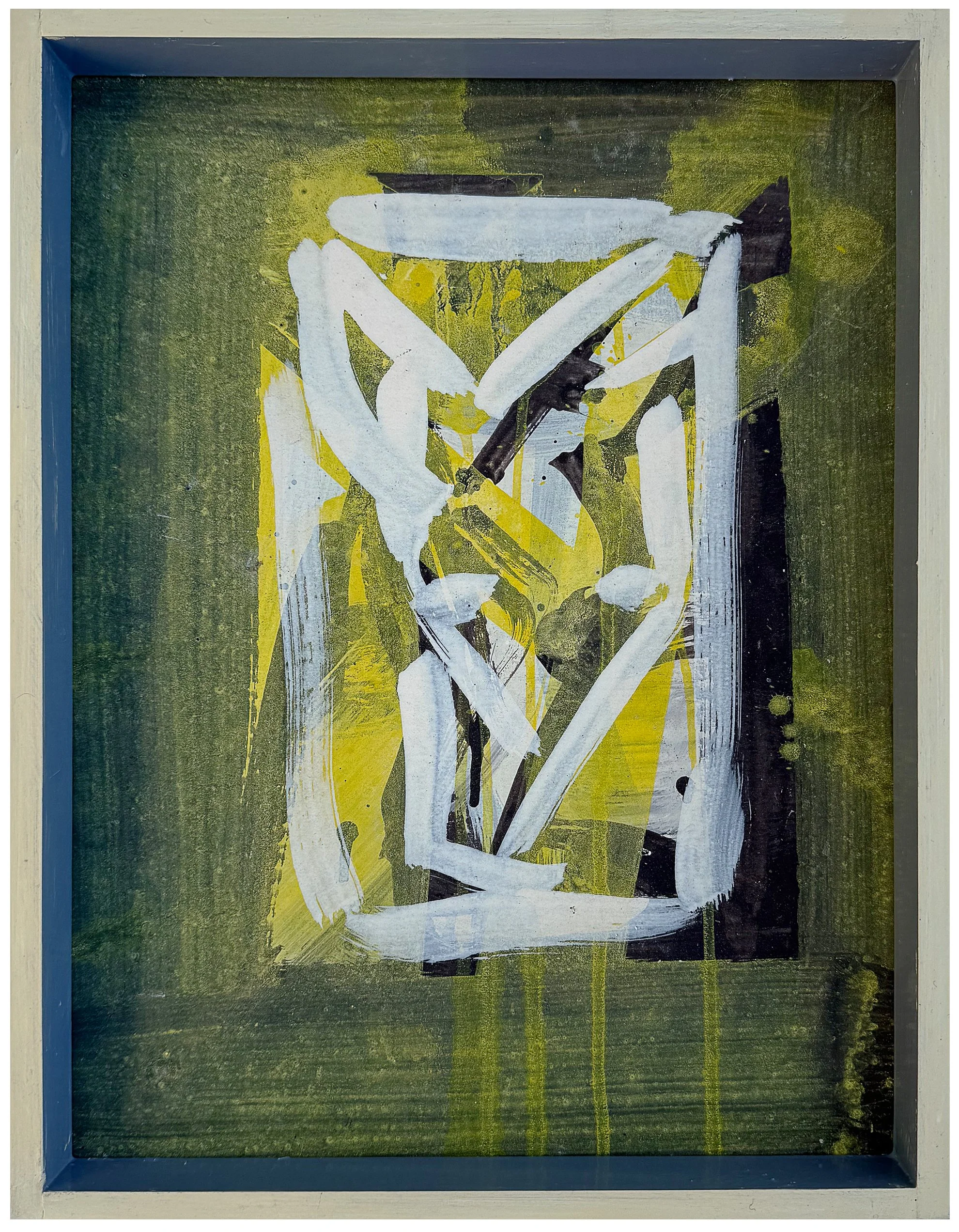  Today on my walk, I got some stink on my neck, I pissed on a post, 2026, pigment and binder on laminated card, 44cm x 34cm  price $620.00 
