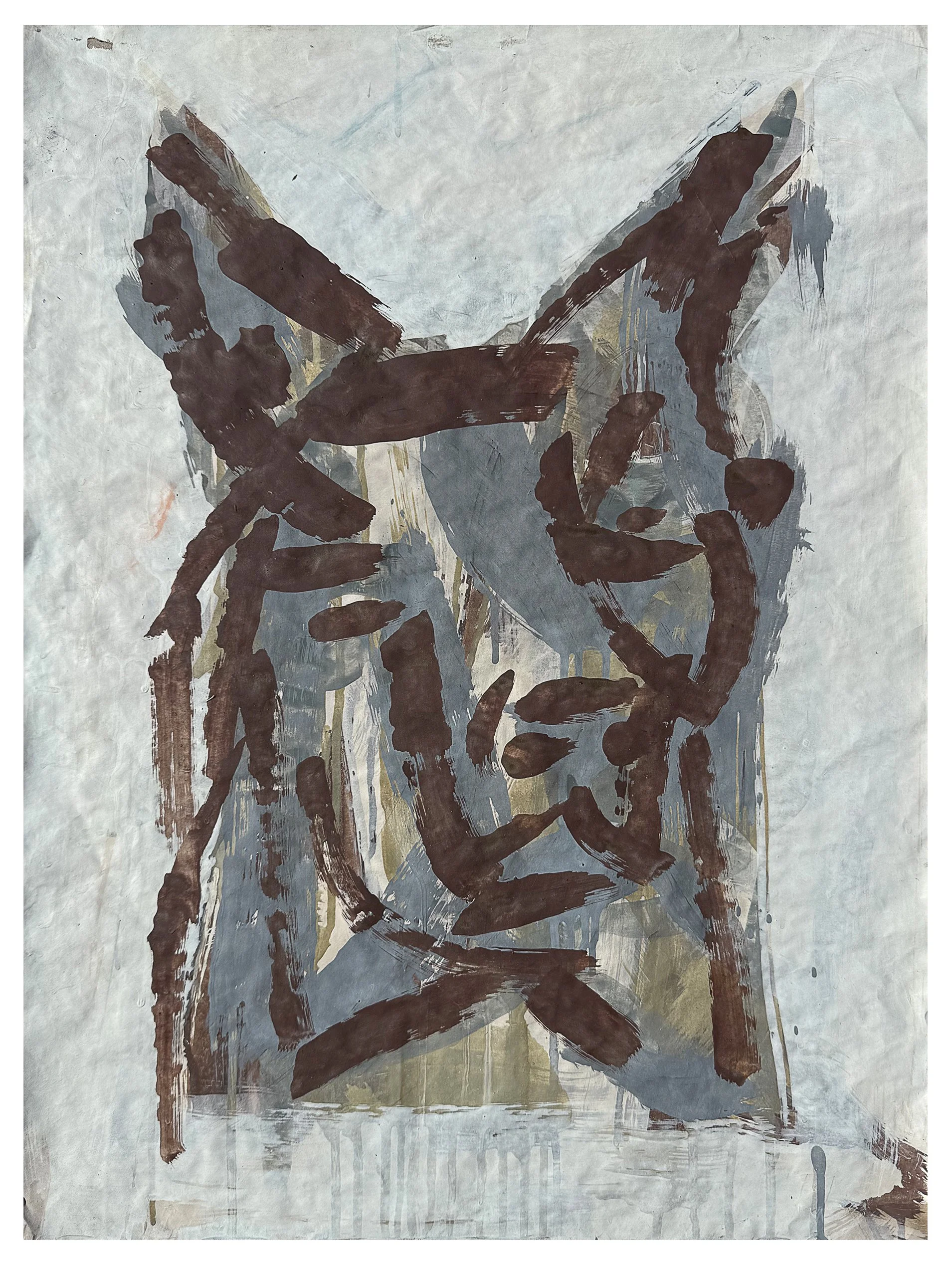  Brownie, 2026, pigment and binder on paper, 70cm x 53cm framed  price $775.00 