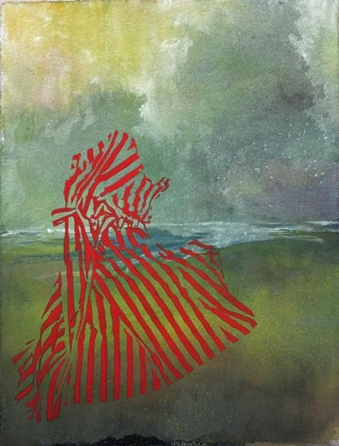  Interval 1, 2026, watercolour on handmade paper, 25 x 32 cm&nbsp;   SOLD price: $850.00 framed in Perspex box 