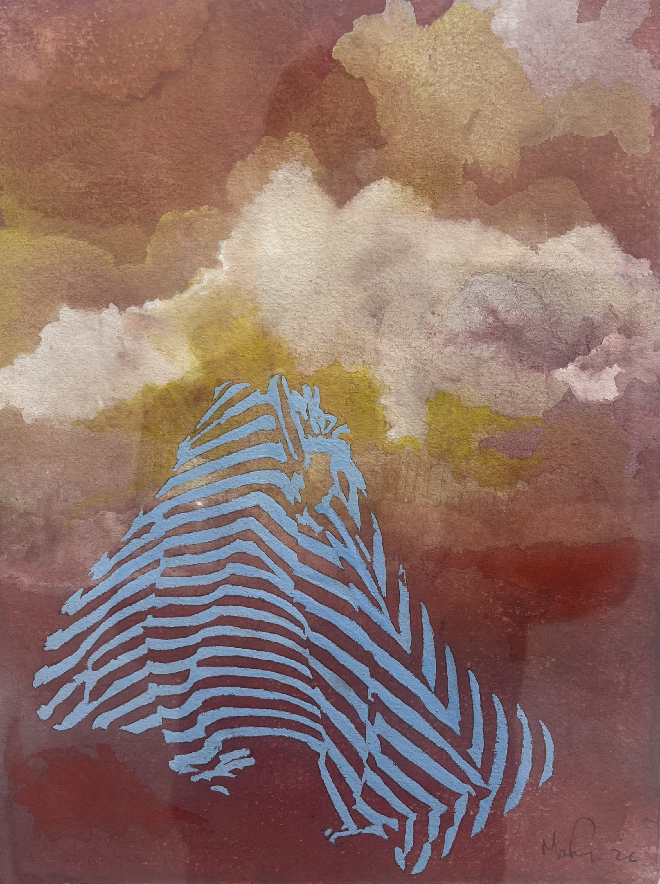  Interval 5, watercolour on handmade paper, 25 x 32 cm&nbsp;   price: $850.00 framed in perspex box 