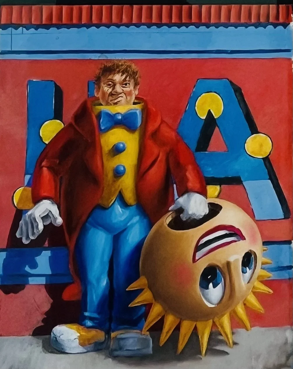  I’m the Clown, Pt 2, oil on paper, 62 x 53cm framed&nbsp;  price:&nbsp; $1,800.00 