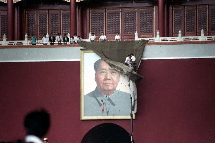 One of the few photographs of the aftermath of the vandalisation.