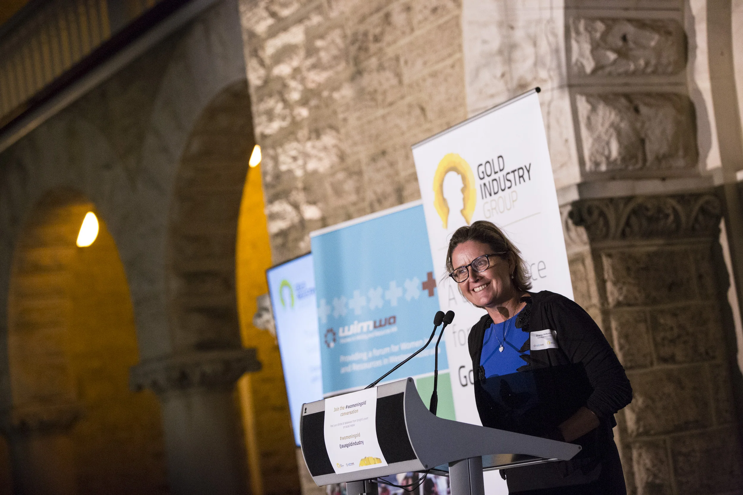 Sharon Warburton presenting at the Gold Industry Group's Women in Gold event at The Perth Mint