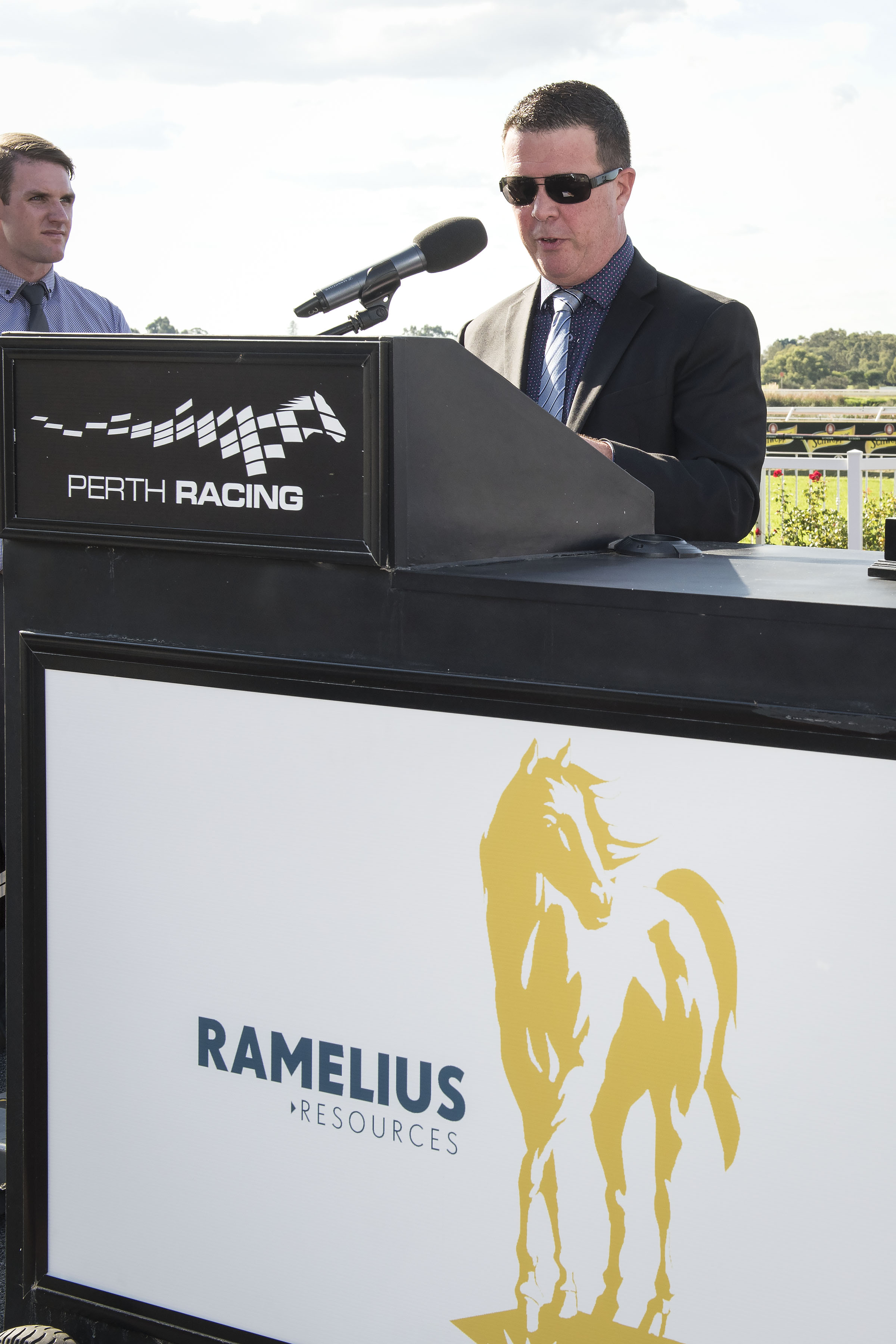 Ramelius Resources Managing Director Mark Zeptner presenting after the Ramelius race