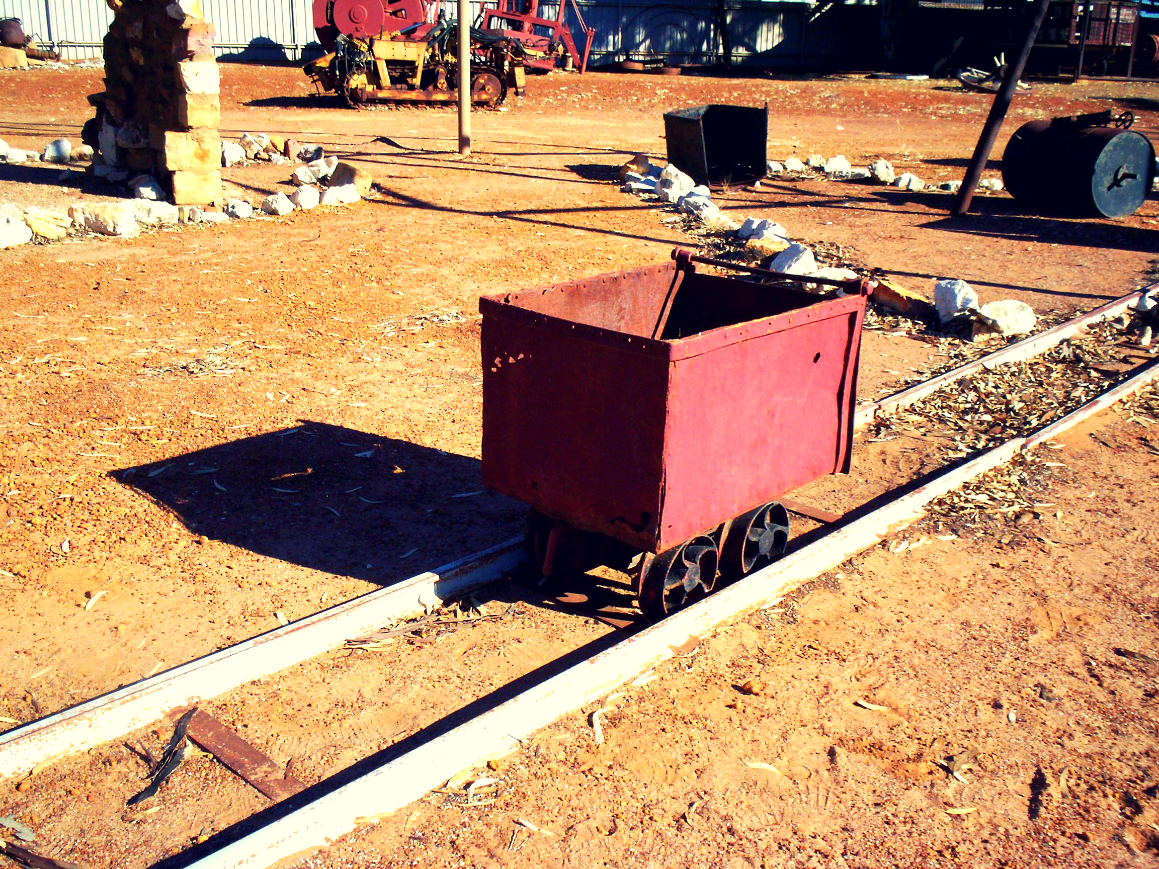 Old underground ore carriage used to push along the tracks to the shaft platform by a miner or alternatively pulled by a small and narrow train engine.