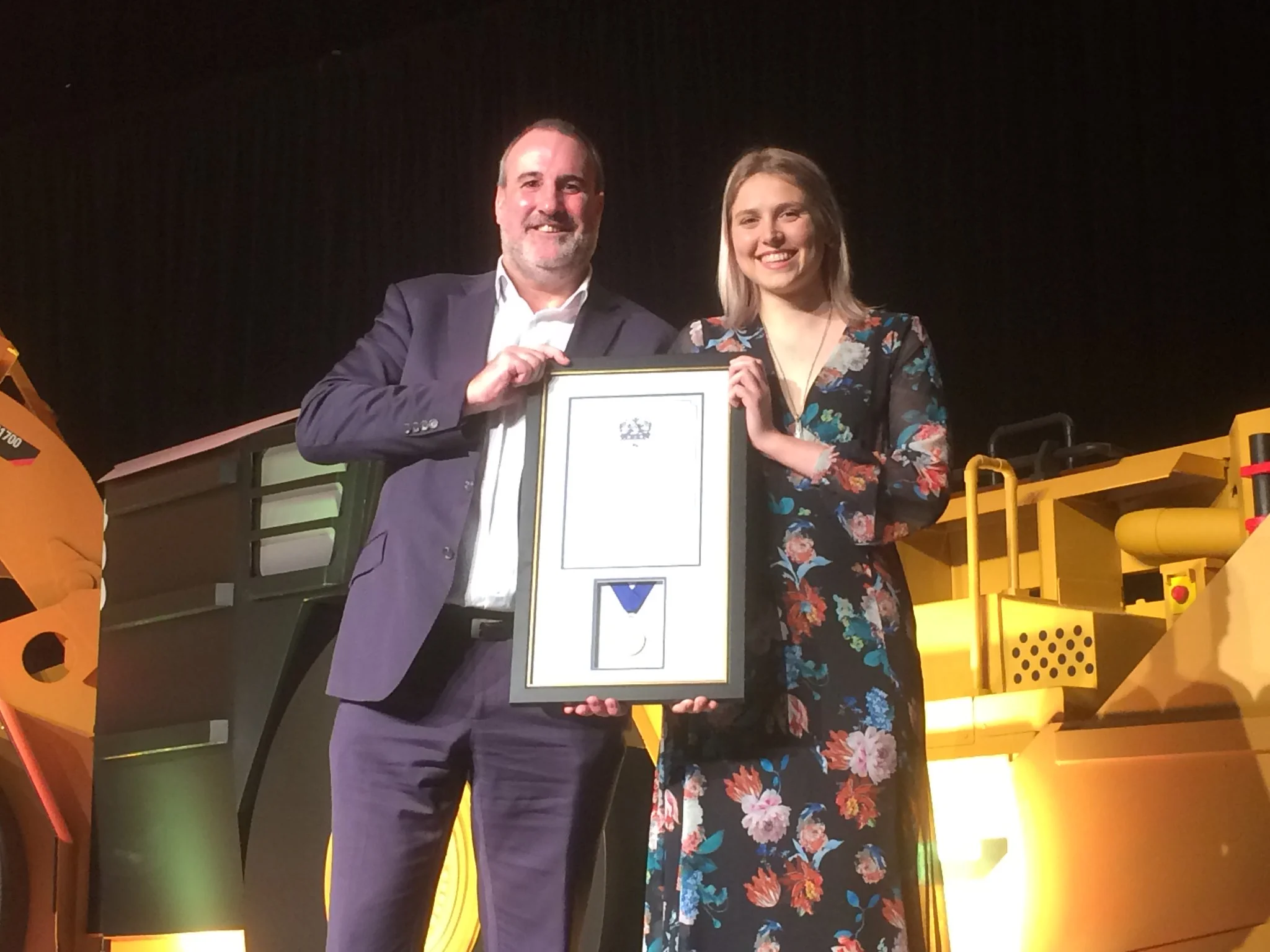 WA School of Mines student Victoria Arrowsmith wins the Ray Finlayson Award, presented by The Perth's Mint's James Ross, major sponsor of the awards.