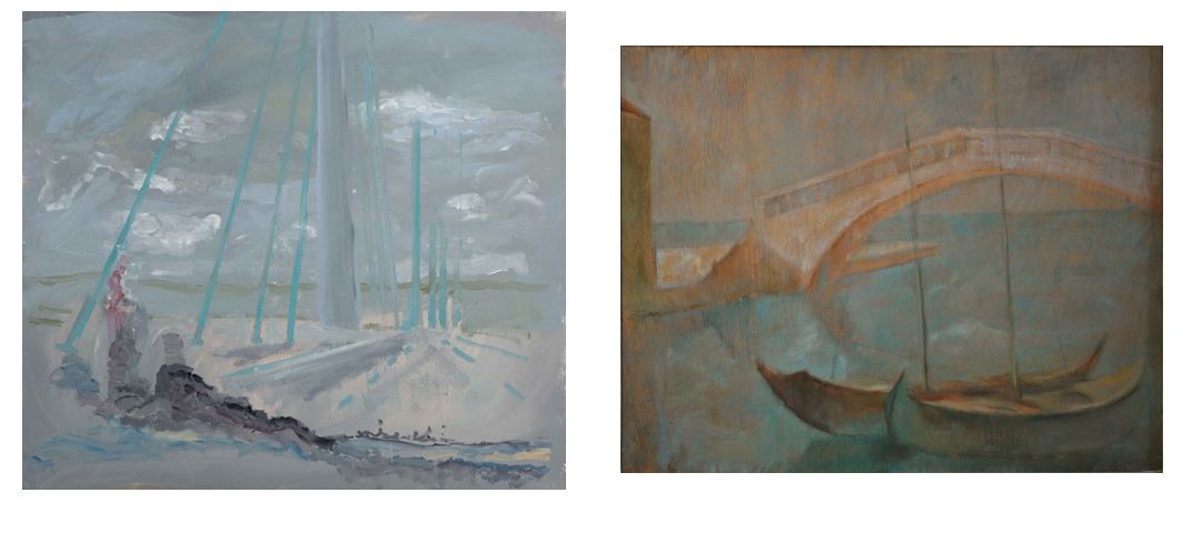 Angelo Mosca, Sulle macerie , 2013 | Pio Semeghini, Ponte di Chioggia , 1935. Vicenza, Private Collection.