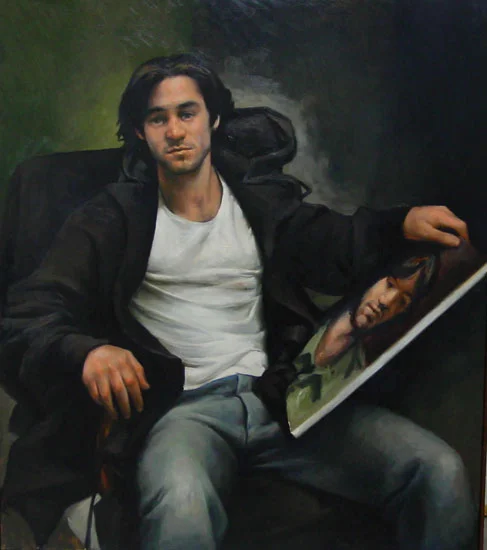 Simon with portrait of Luis