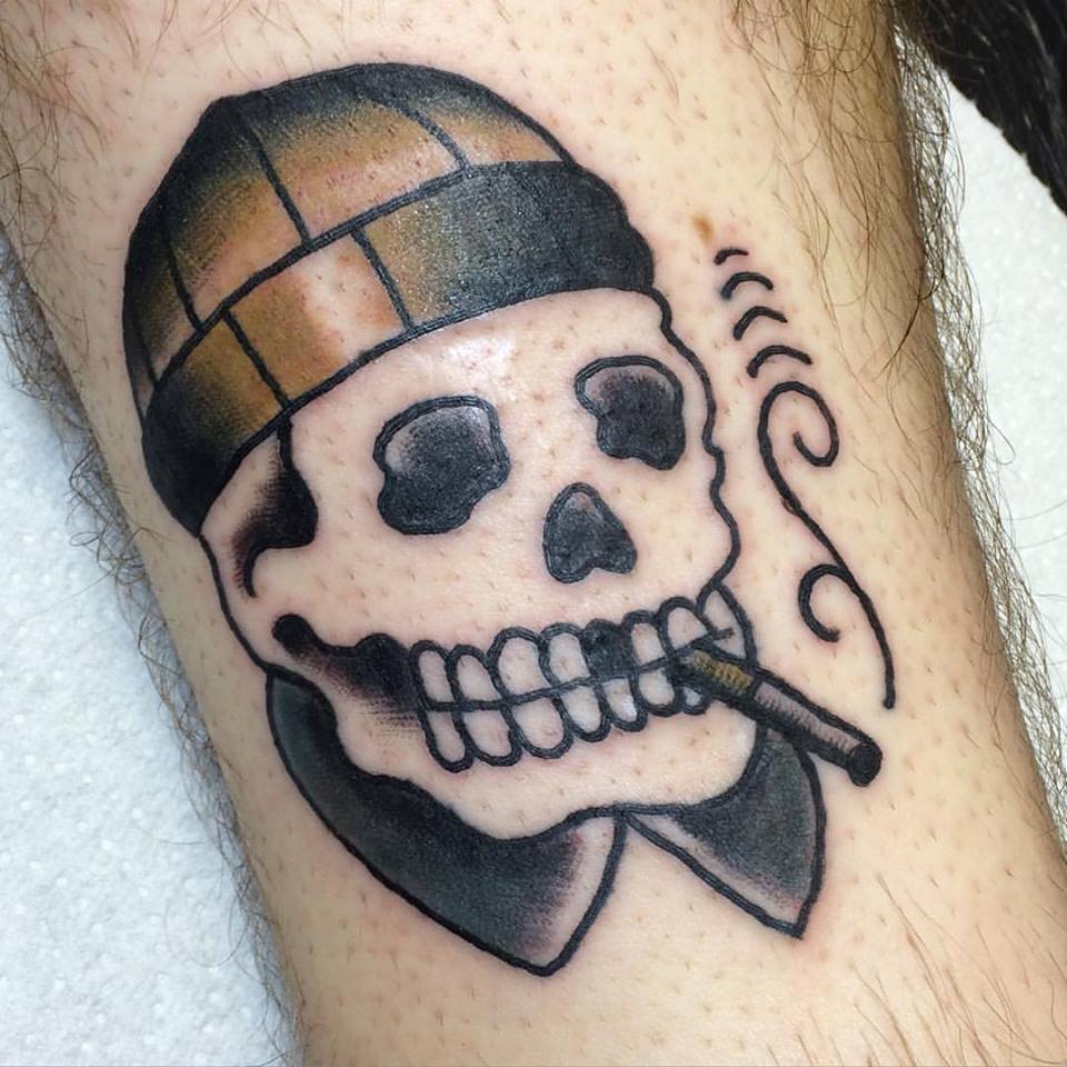 Our apprentice Alex did his first tattoo, on himself this week. Nice work man. 