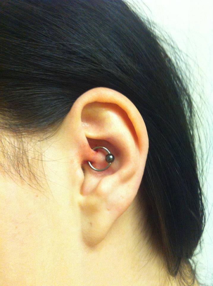 This daith piercing was done by the one and only Hayley. This piercing has been linked to migrane relief, its not a certainty but one thing is for sure you'll get a nice piercing!