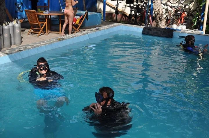 Me floating in the pool observing skills