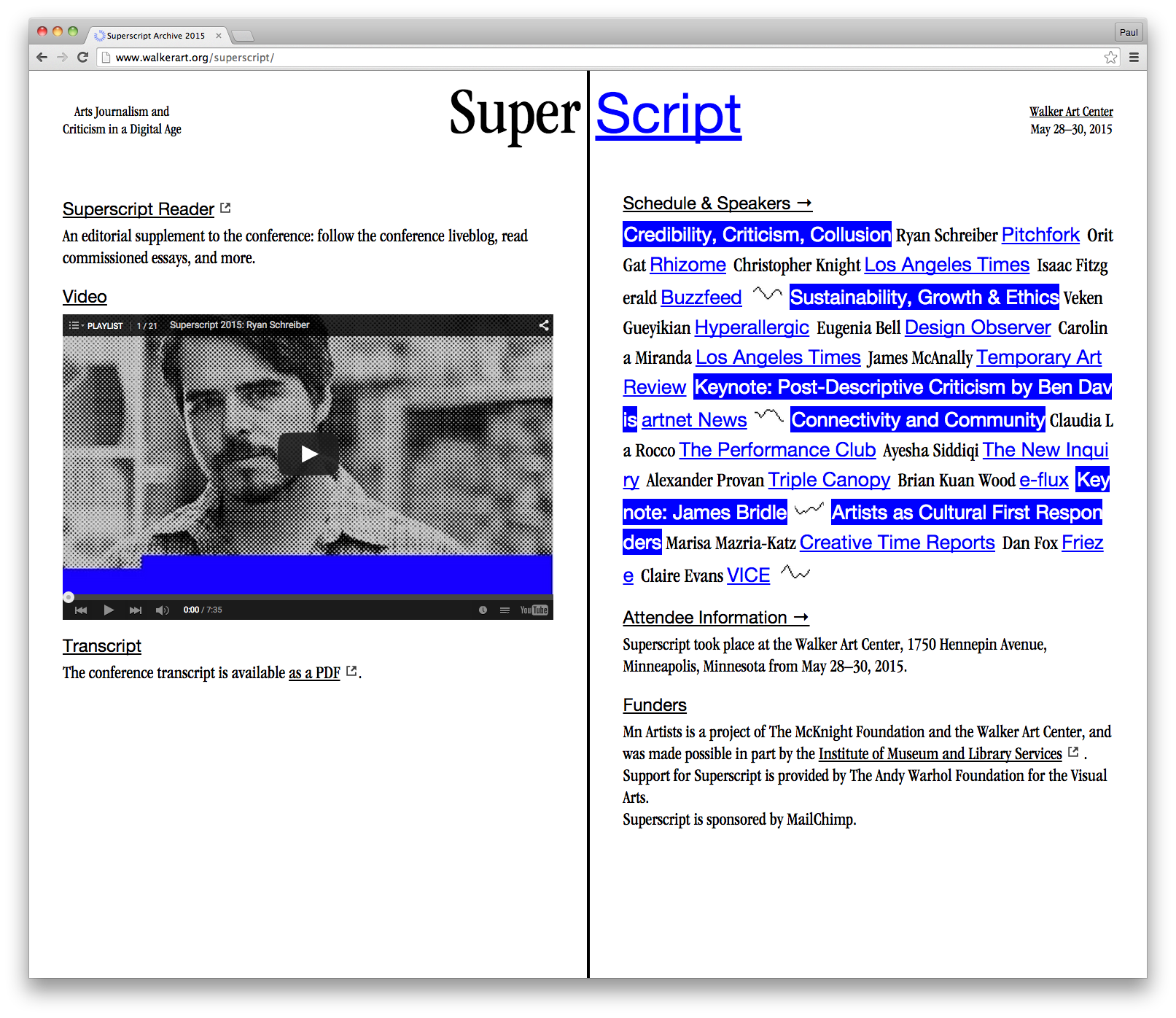  The Superscript conference website, designed by Anthony Tran 