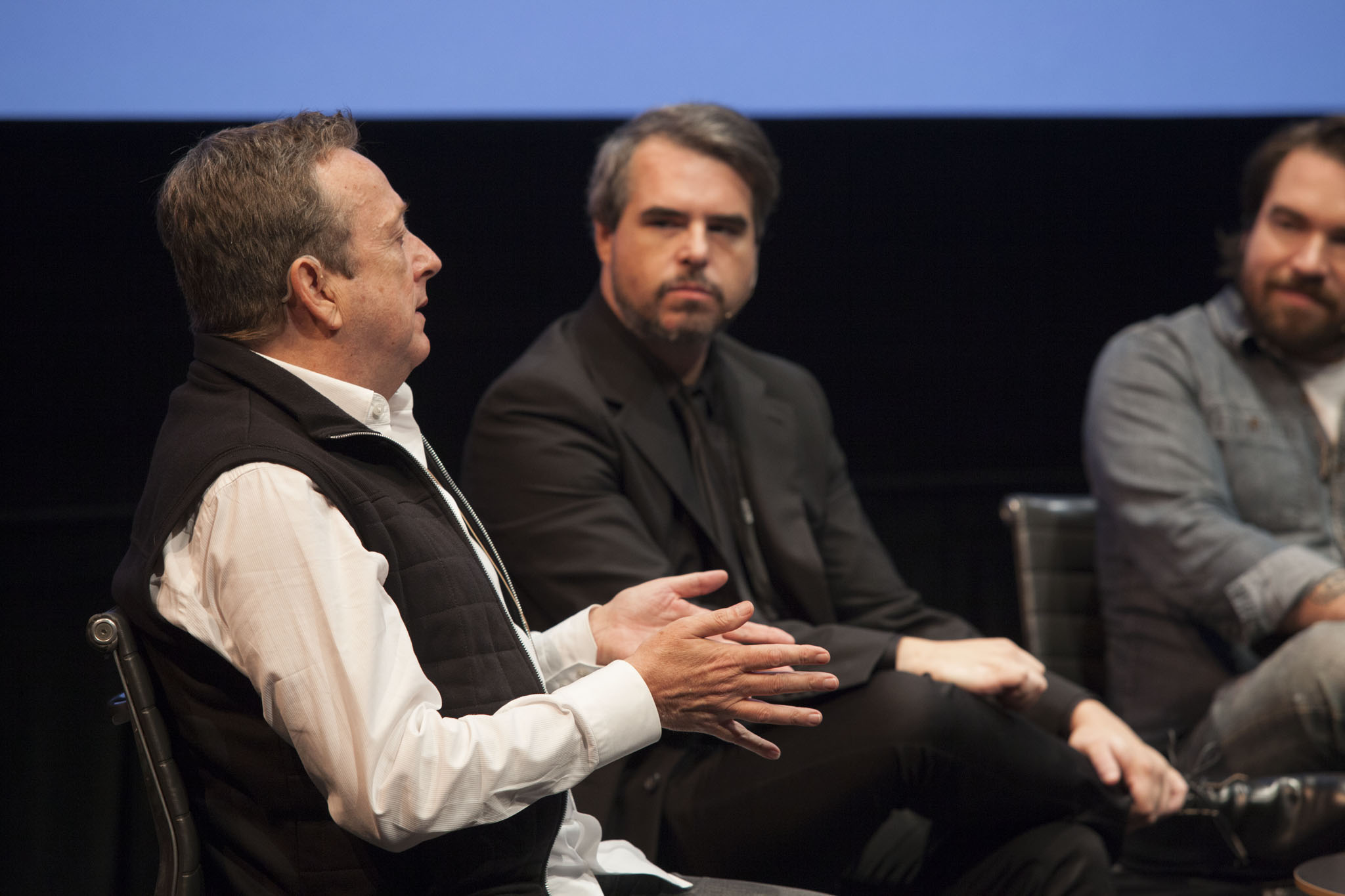   LA Times  critic Christopher Knight,  Pitchfork  founder Ryan Schreiber, and  Buzzfeed Books  editor Isaac Fitzgerald discuss "Credibilty, Criticism, and Collusion." Not pictured: Rhizome's Orit Gat. Photo: Walker Art Center 