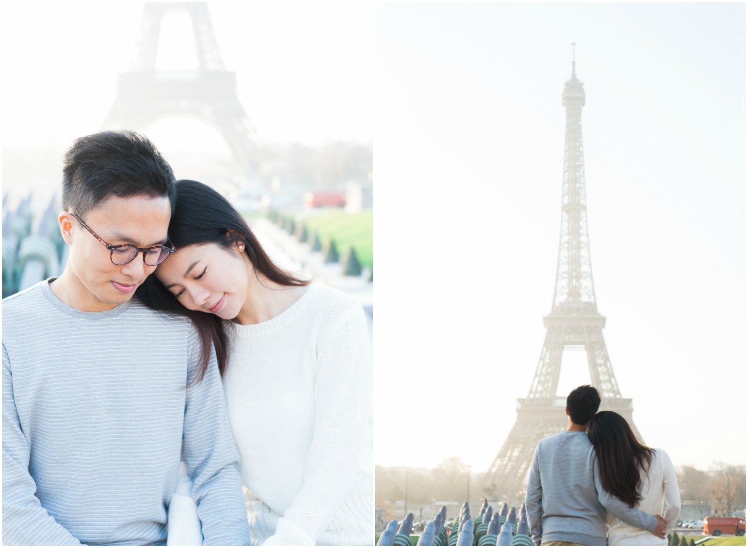 Romantic couple photos in front of the Eiffel Tower in Paris