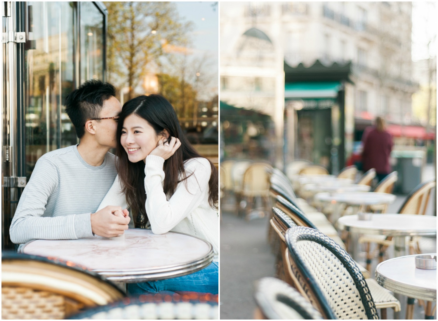 Couple sitting in a Parisian café