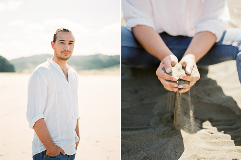 Groom in white shirt and jeans elopement in New Zealand