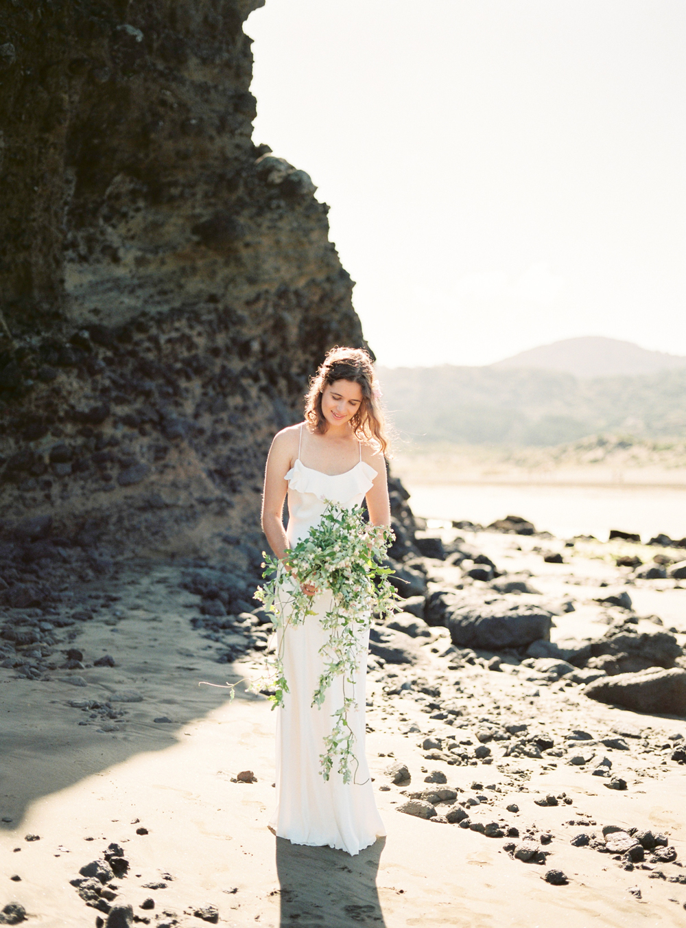 Wild wedding bouquet for beach wedding in New Zealand