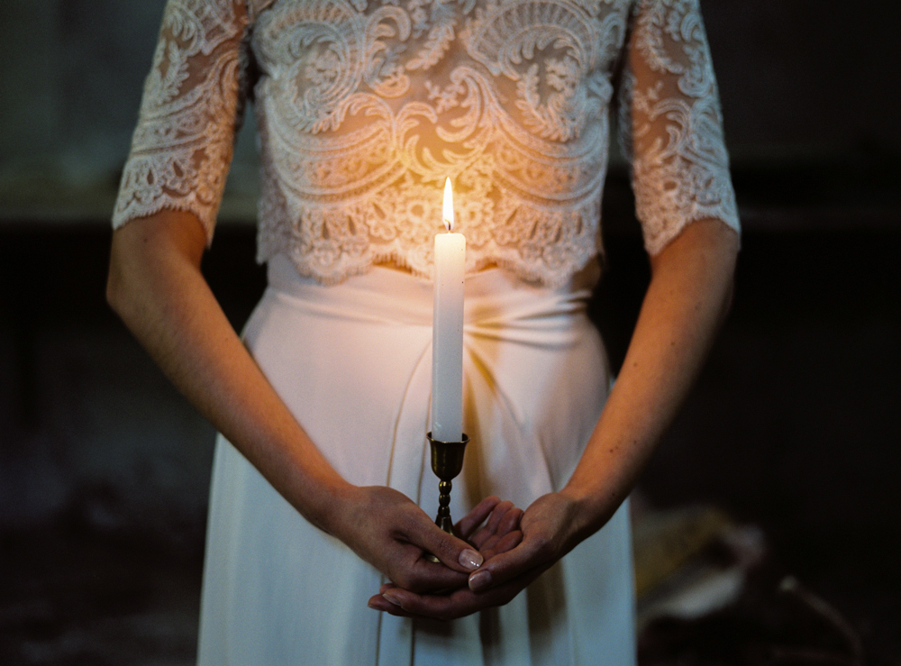 Bride with Candle light in the dark