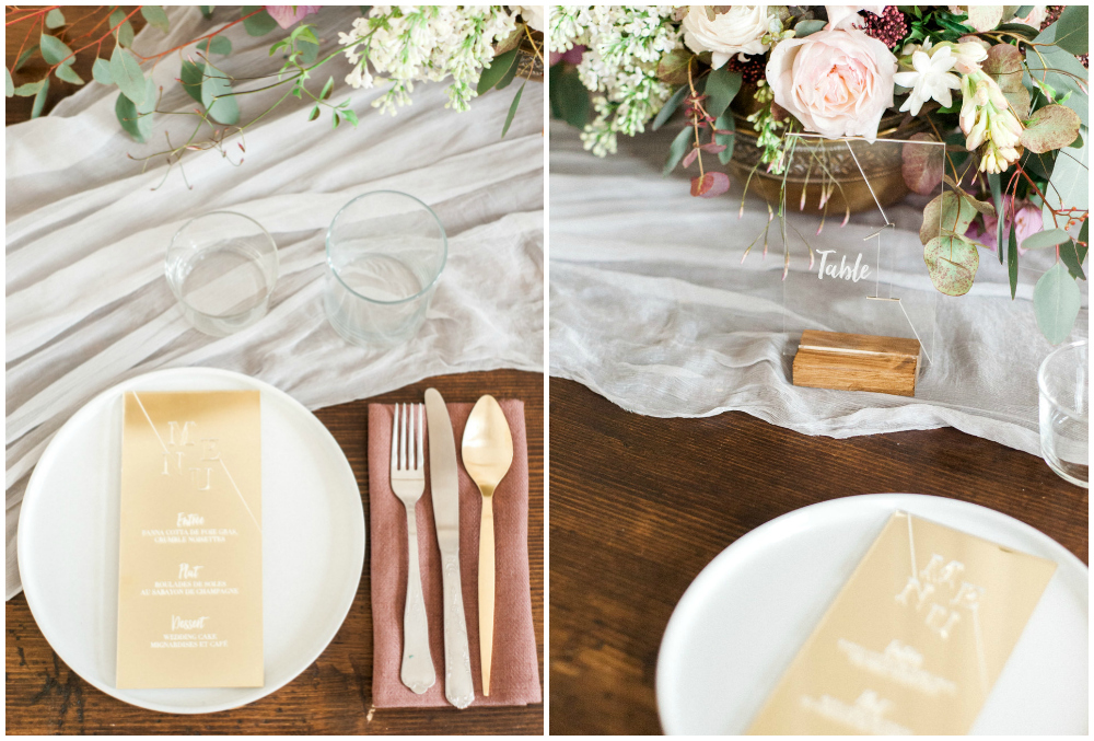 Table setting for elopement or intimate weddings in France