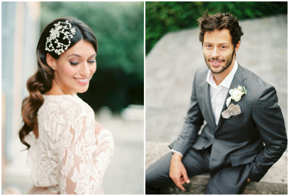 Wedding headpiece and boutonniere