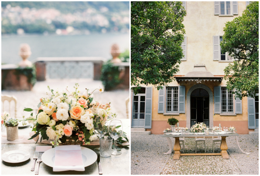 Table and flowers for wedding in Lake Como