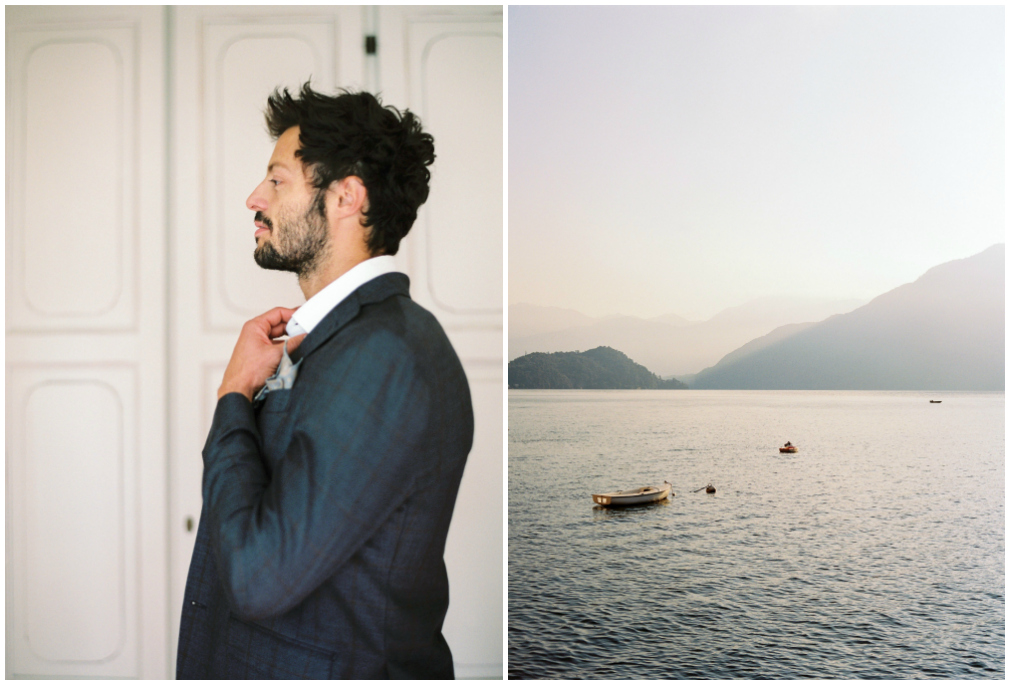 Italian groom getting ready Lake Como