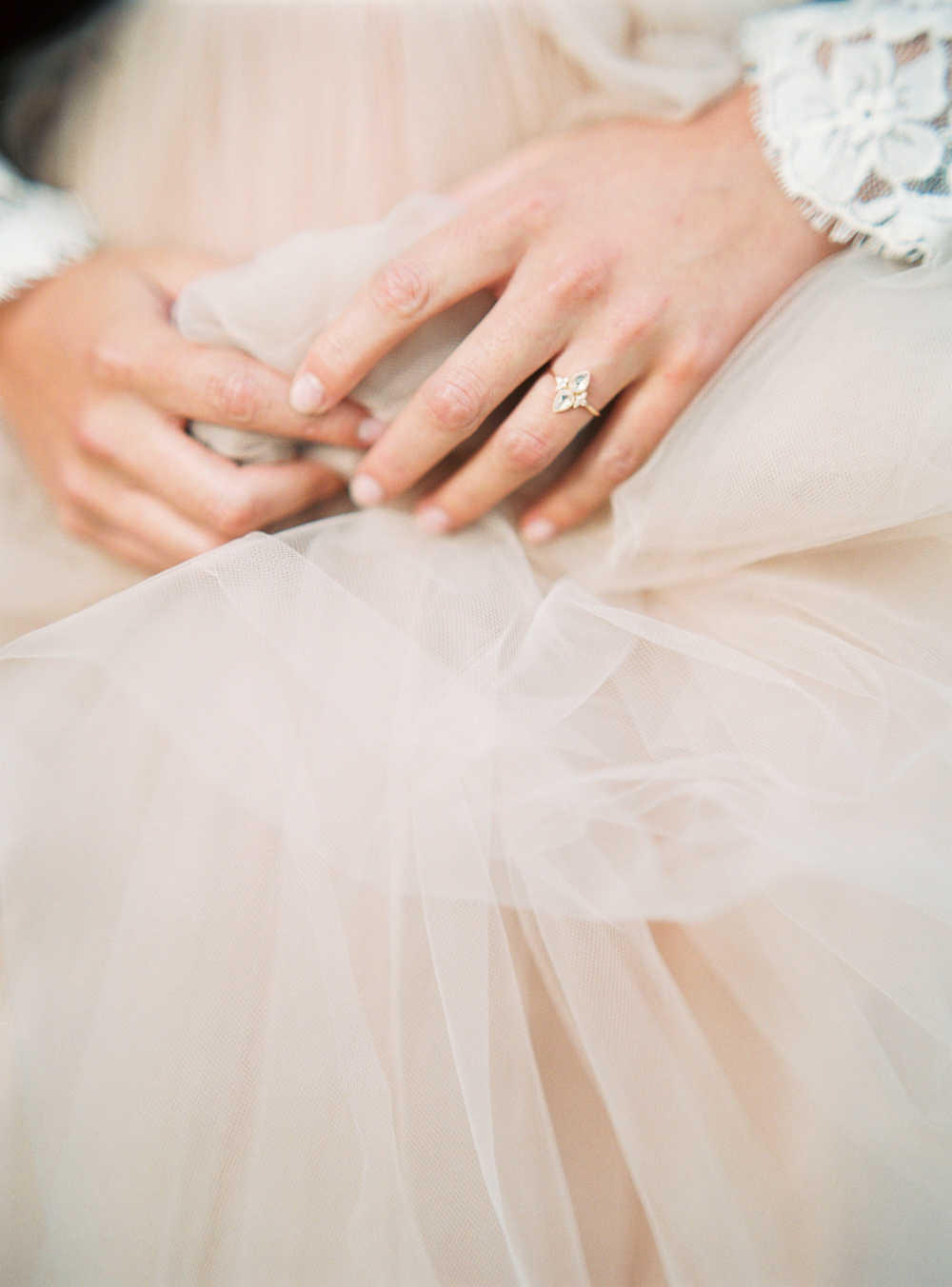 Blush tulle wedding dress