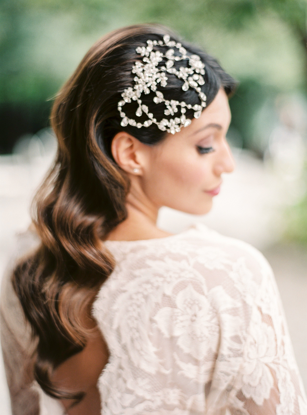 Gorgeous diamond headpiece for wedding in Italy