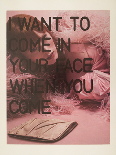 Eddie Peake, Fashion Work 17 , 2010. Black ink on fashion magazine page. 11 1/4 x 8 11/16 in. (28.5 x 22 cm) (unframed) © Eddie Peake & White Cube. Courtesy: Viktor Bucher