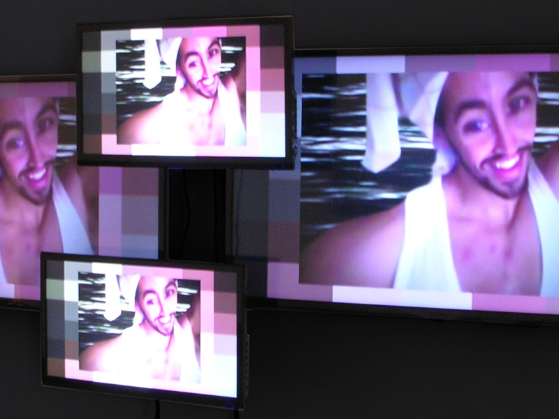 Exhibition view "Like the Deserts miss the Real", curated by Myriam Ben Salah, 2015, Galerie Steinek, Detail: Video by Abdullah Al Mutairi, Photo: Tachdjian