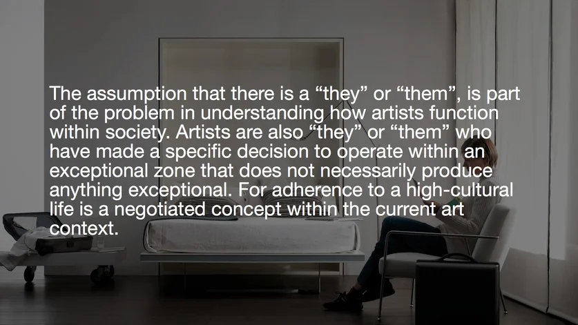 International Company of Wagons Lit etc. etc. curated by_Liam Gillick & Rachel Harrison, LIAM GILLICK, Half a Complex, 2014, PowerPoint presentation, Video projector, box, Wall with opening and soffit (optional), Courtesy: Liam Gillick and Galerie Meyer Kainer, Vienna, 2014