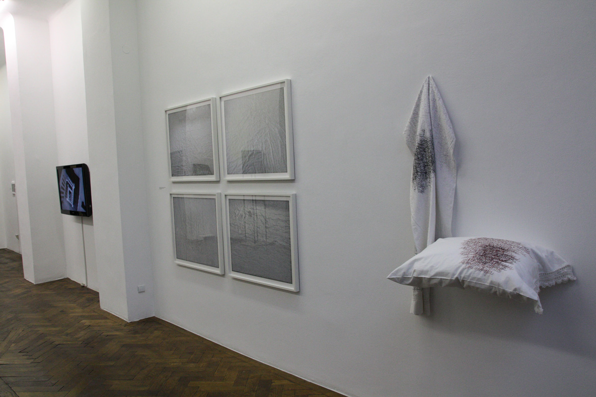 Sleepless Nights curated by_Abigail Solomon-Godeau, Exhibition View, Mitchell Anderson, Anne Lindberg, 2014, Photo: Galerie Hubert Winter