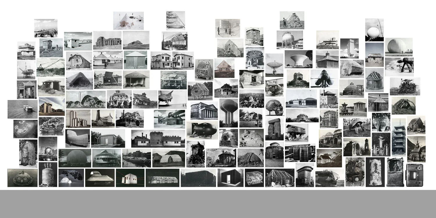 BATIA SUTER SHELTER SERIES, WALL VERSION #1, 2012 117 posters, laser print on paper / Poster, Laserprint auf Papier, 950 x 450 cm Installation at 'Les Prairies' Biennial for Contemporary Art, FRAC, Rennes, France Courtesy the artist
