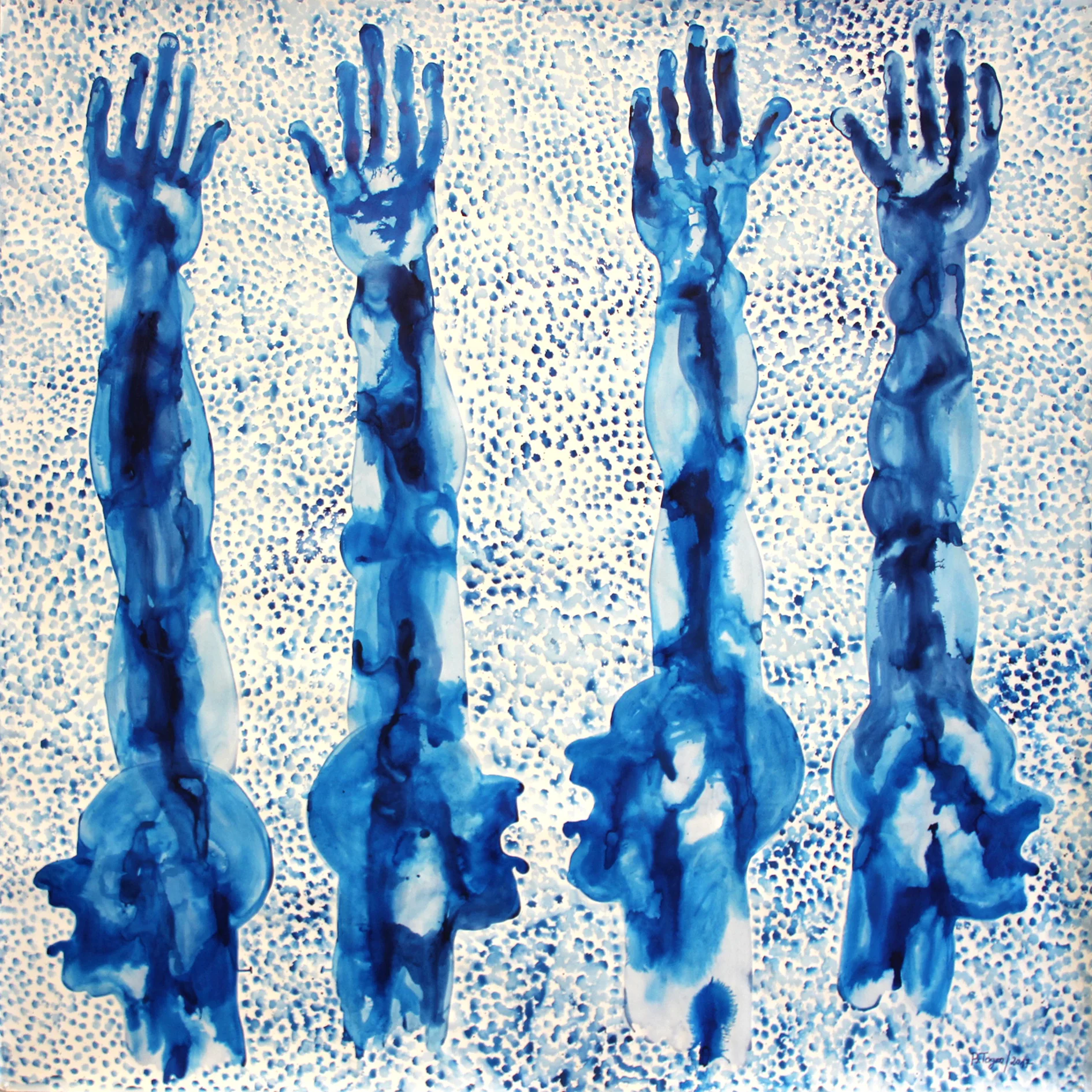 BARTHÉLÉMY TOGUO DÉLUGE 13 (BOGOTA 1), 2017 Watercolor on paper, 199 x 199 cm