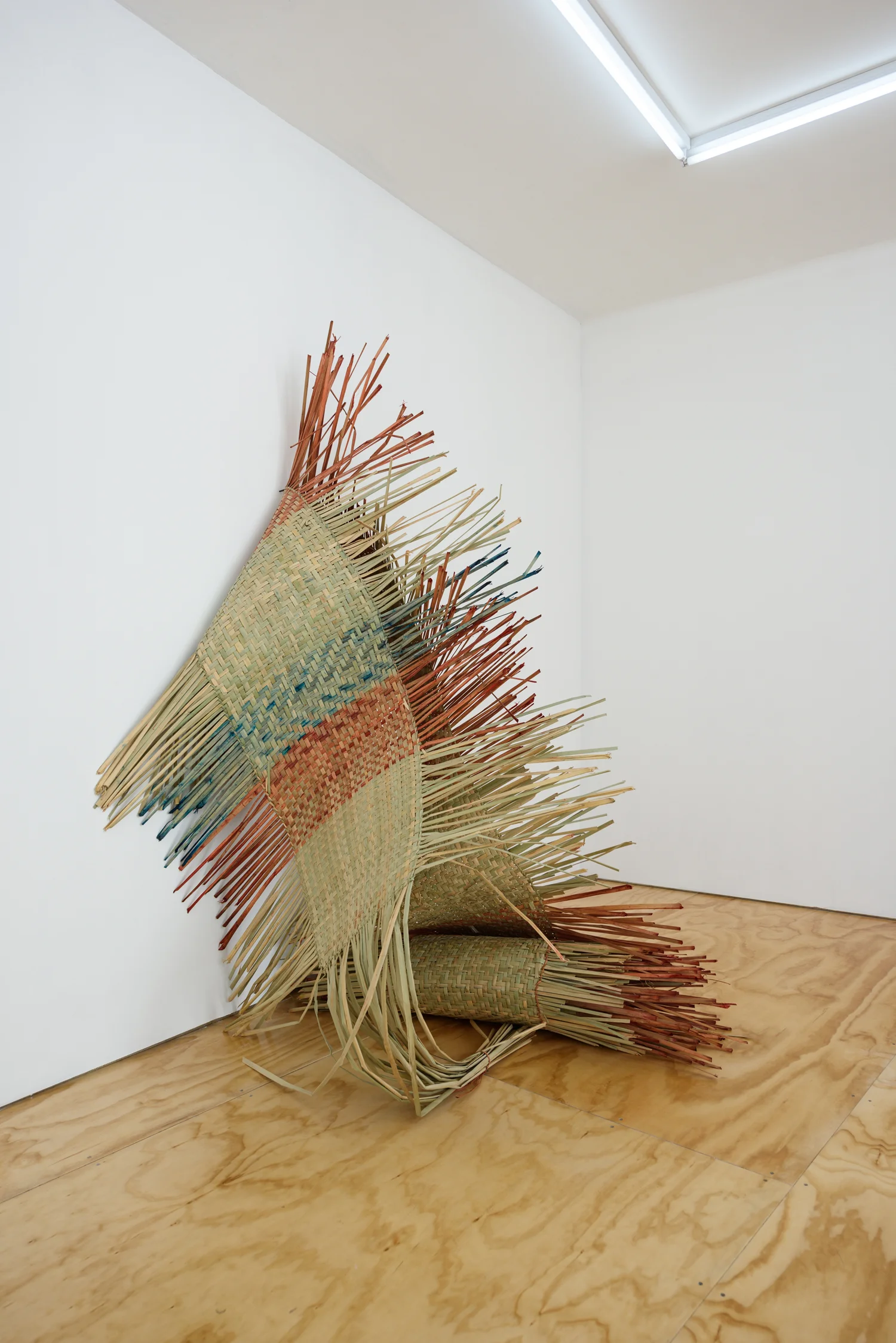 Marcelino Hernandez Fudakowski 2017 Kasia Fudakowski Dyed and natural tule, 950 x 170 cm Courtesy of the artist, Lodos, Mexico City and ChertLüdde, Berlin. Photo: PJ Rountree