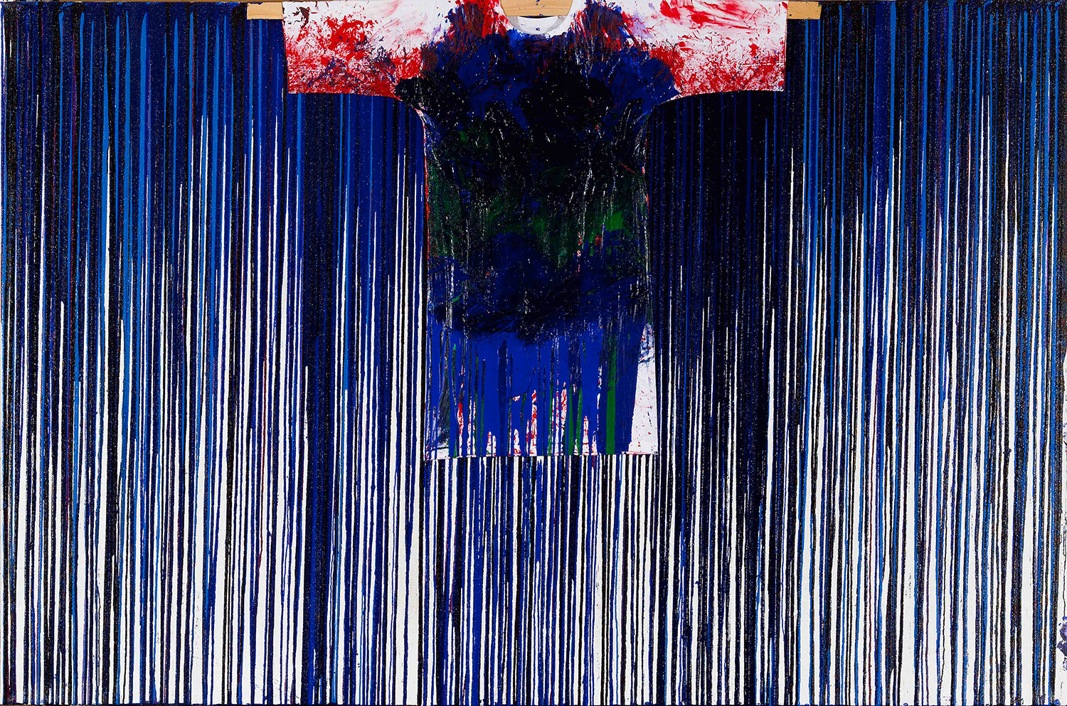 Schüttbild mit Malhemd 2011 Hermann Nitsch Acrylic on canvas, 200 x 300 cm © Atelier Hermann Nitsch