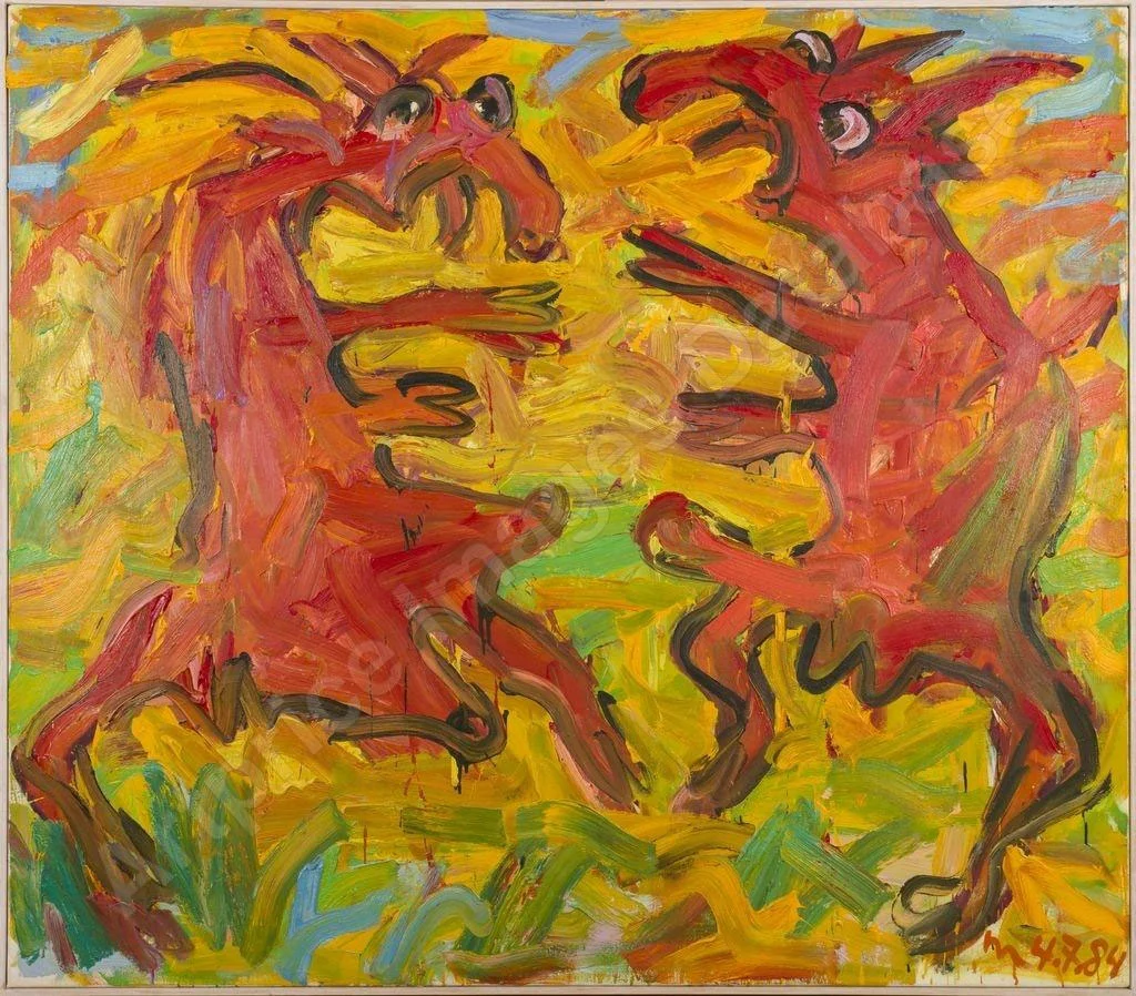 Zwei Ziegen 1984 Otto Muehl Oil on canvas, 140 x 160 cm Courtesy of the Otto Muehl estate