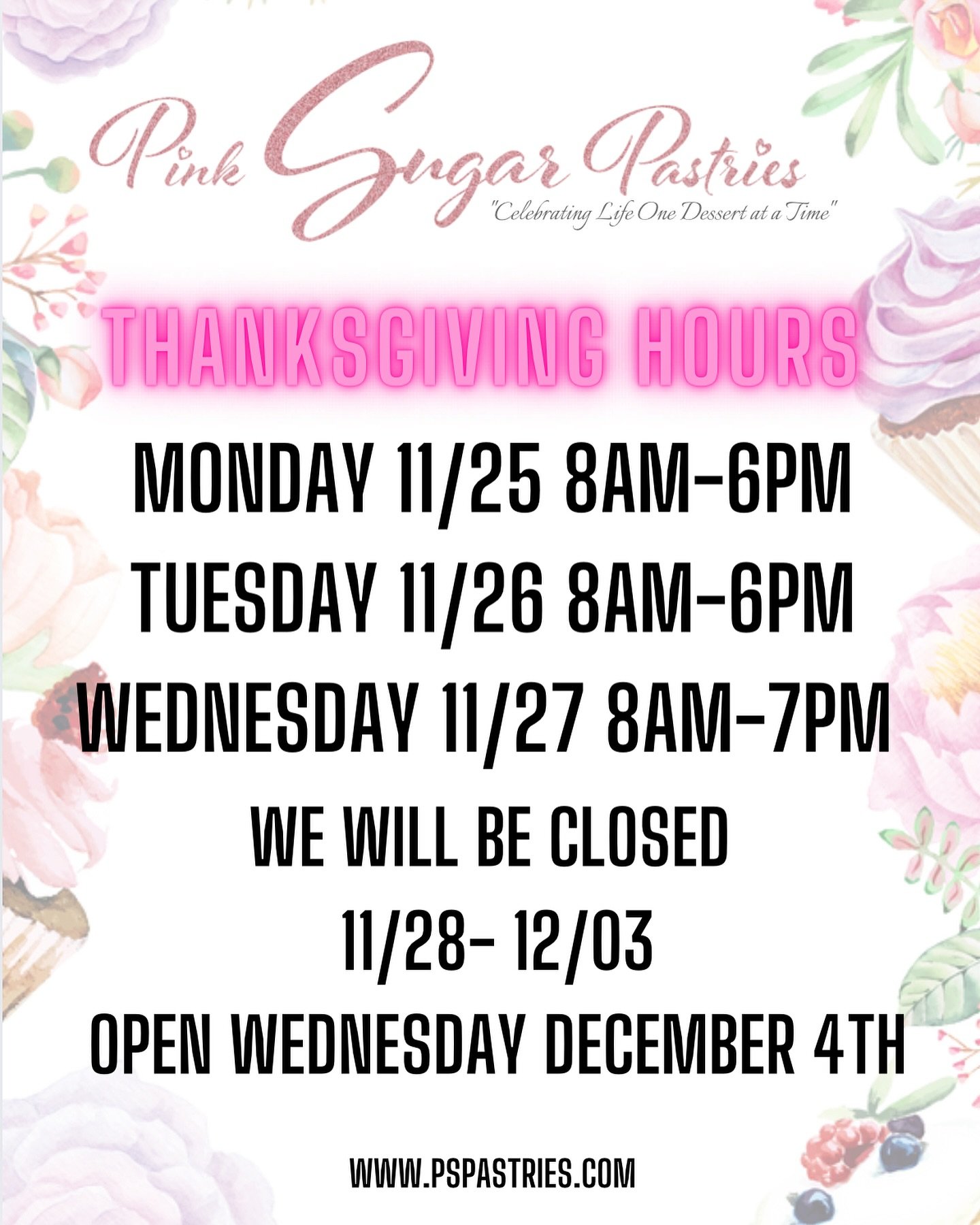 🦃 Thanksgiving Hours 🍂🍁